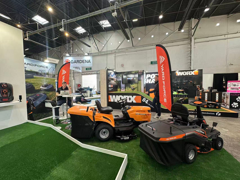 Yard Force riding mower display at JdC Garden Trends 2026