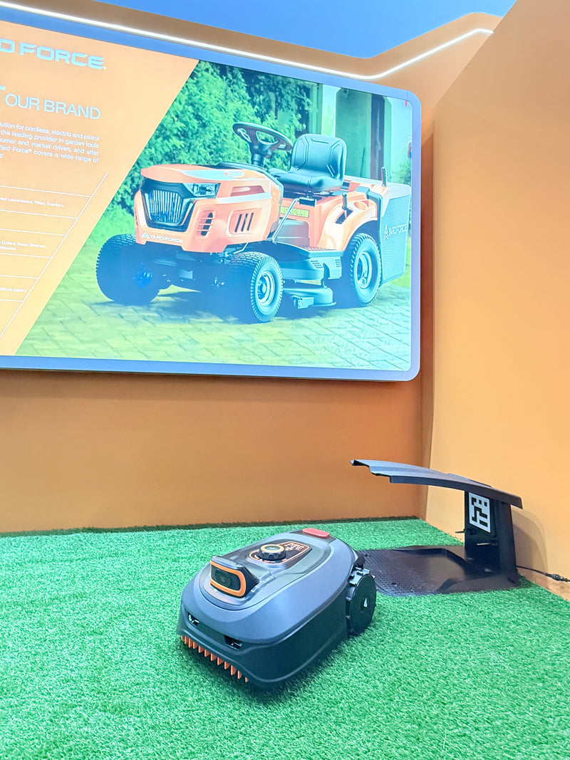 Yard Force robotic mower display at MITEX 2025