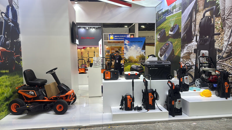 Yard Force riding mower and equipment display at the 139th Canton Fair