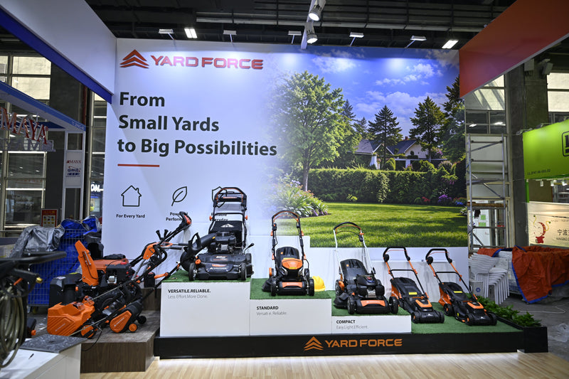 Yard Force lawn care and garden equipment display at the 140th Canton Fair