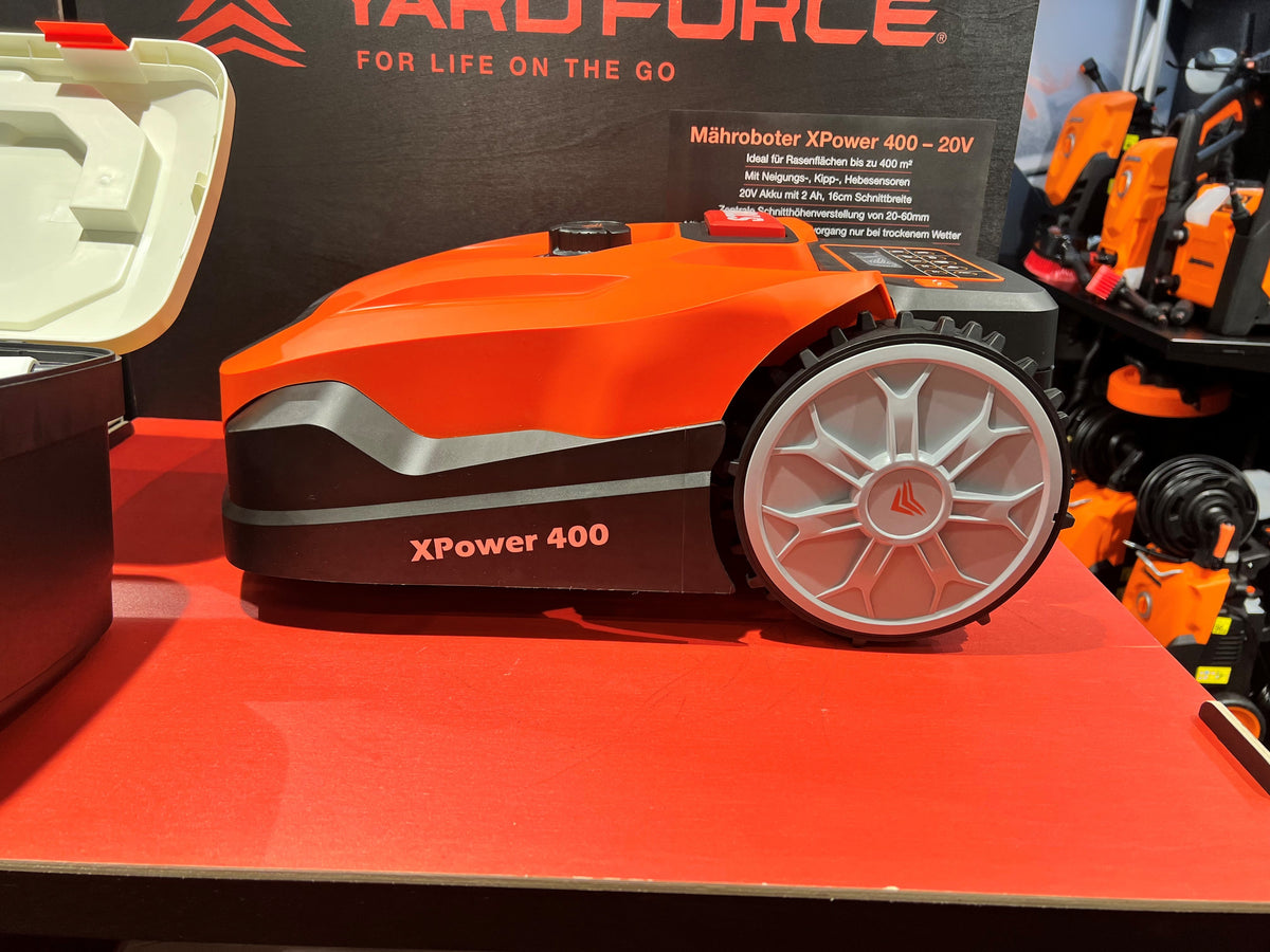 Yard Force robotic mower display at spoga+gafa 2022